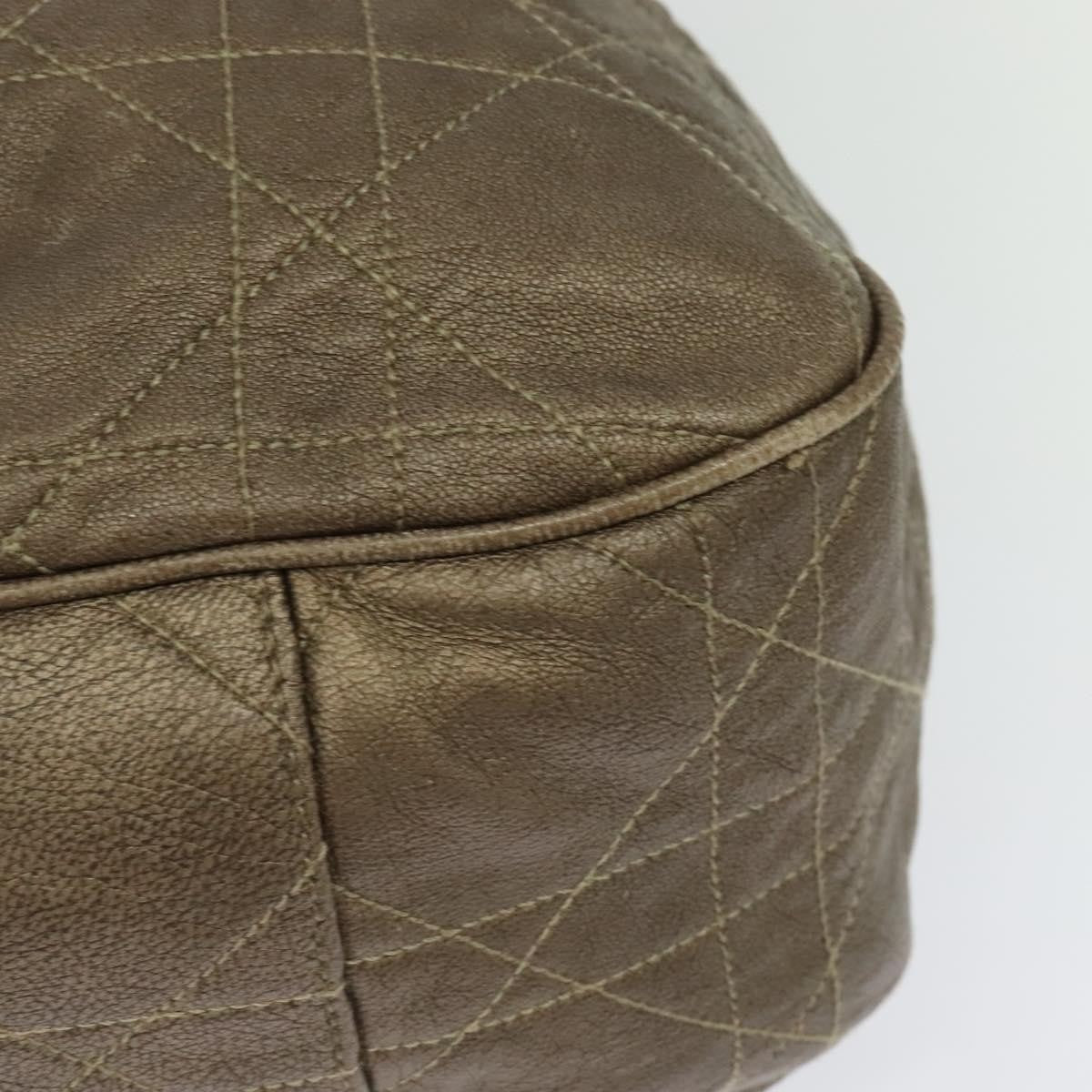 Christian Dior Drawstring Bucket Bag Cannage Quilt Leather, BROWN, LEATHER, Shoulder bag