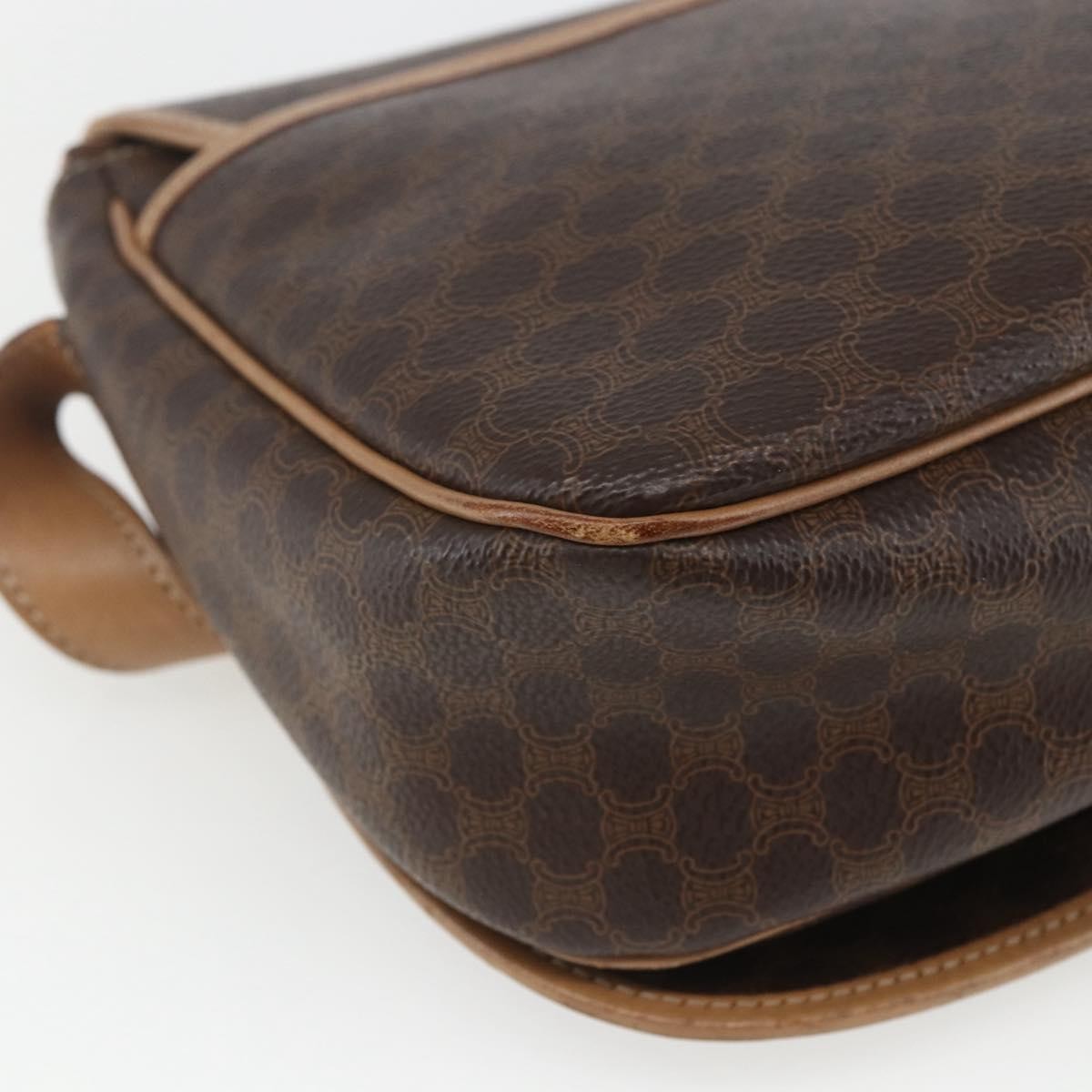 Celine Vintage Macadam Shoulder Bag Canvas and Leather, BROWN, CANVAS, Shoulder bag
