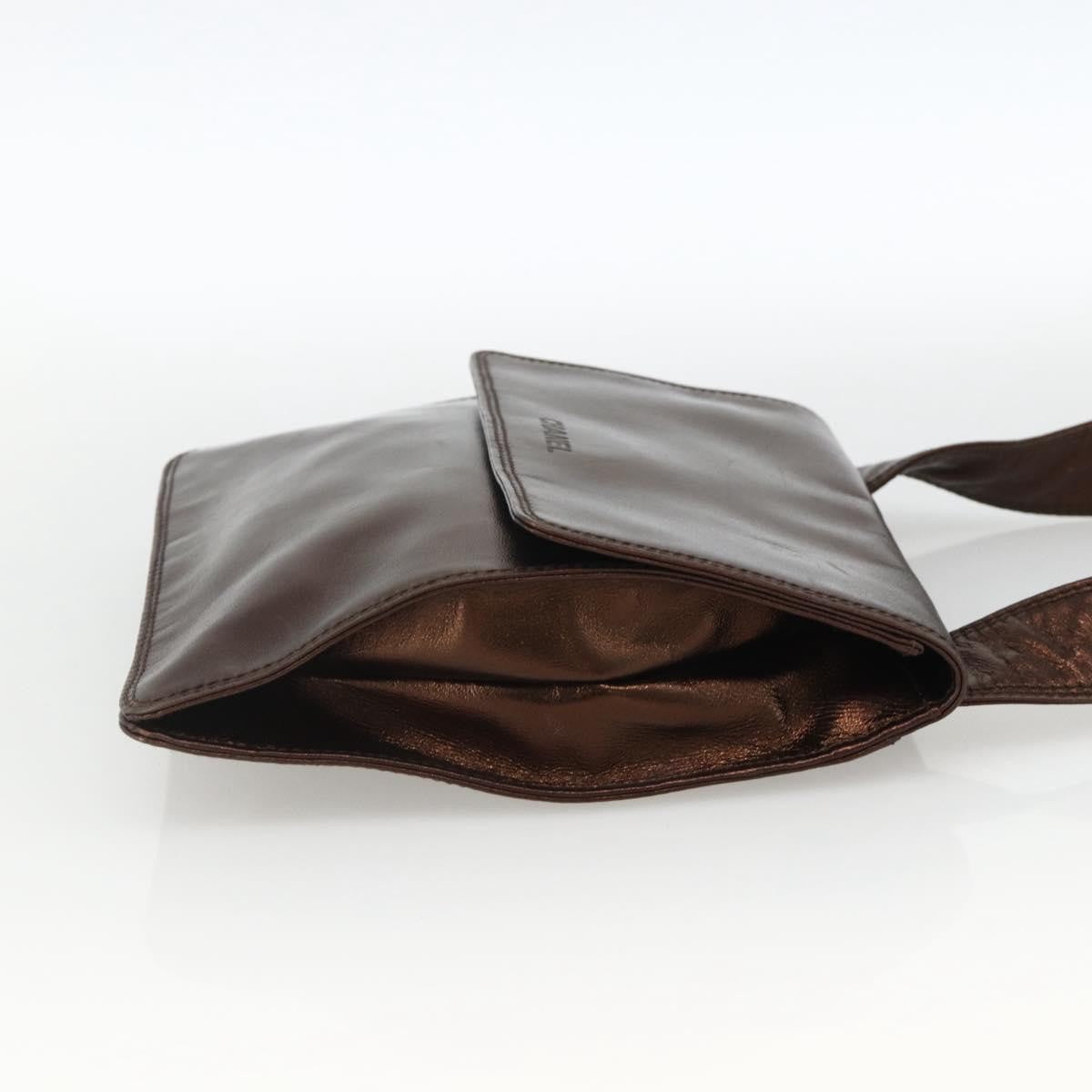 Chanel Vintage Logo Flap Messenger Bag Leather, BROWN, LEATHER, Shoulder bag