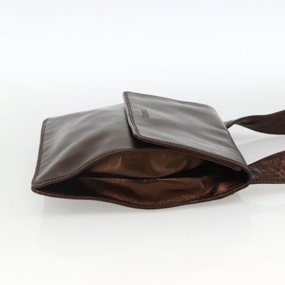 Chanel Vintage Logo Flap Messenger Bag Leather, BROWN, LEATHER, Shoulder bag