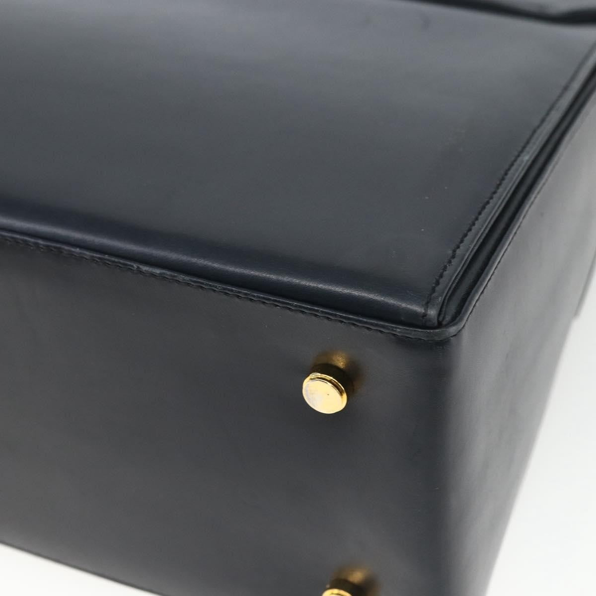 Salvatore Ferragamo Gancini Convertible Top Handle Bag Leather, NAVY, LEATHER, Handbag