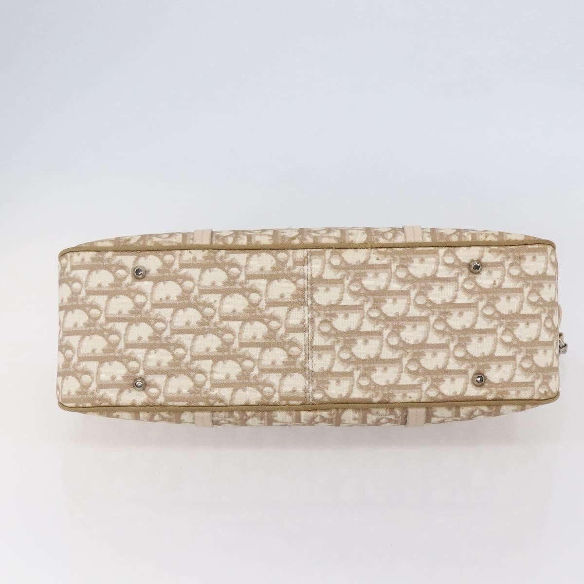 Christian Dior Vintage Trotter Romantique Zip Satchel Diorissimo Coated Canvas, BEIGE, CANVAS, Tote bag