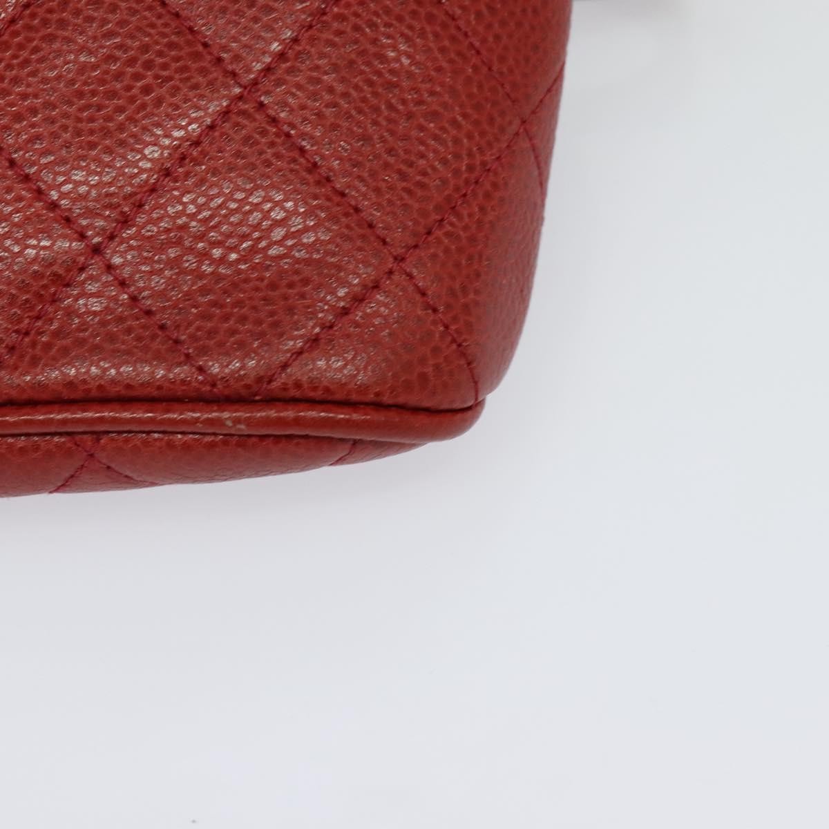 Chanel Vintage Zip Belt Bag Quilted Caviar, Red, Leather, Shoulder Bag