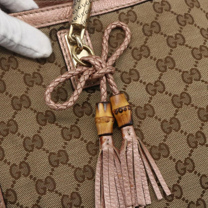 Gucci Bella Tote GG Canvas with Leather, BEIGE, CANVAS, Tote bag