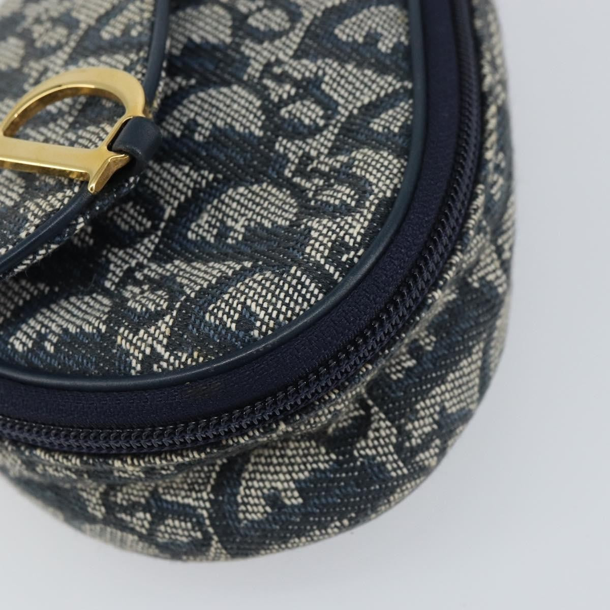 Christian Dior Vintage Saddle Coin Purse Diorissimo Canvas, NAVY, CANVAS, Clutche & pouche
