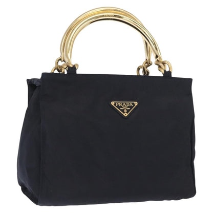 Prada Metal Handles Tote Tessuto, Navy, Nylon, Tote Bag