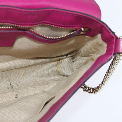 Gucci Soho Chain Crossbody Bag Leather, PINK, LEATHER, Shoulder bag