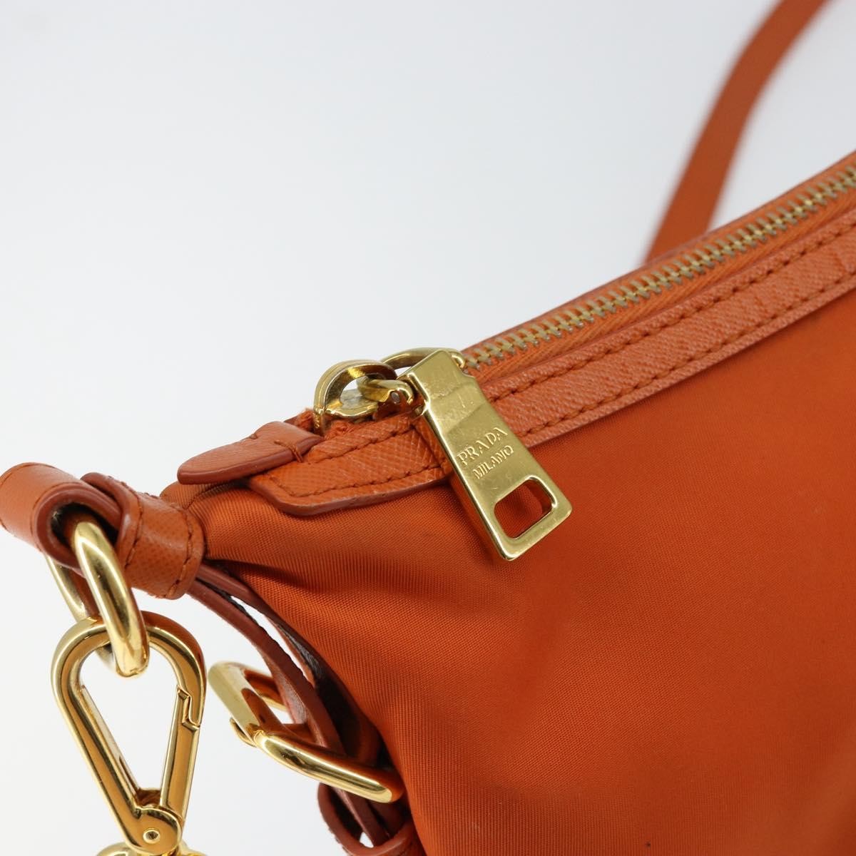 Prada Flat Messenger Tessuto with Leather, Orange, Nylon, Shoulder Bag