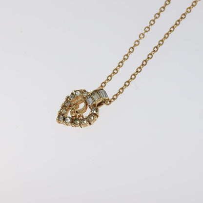 Christian Dior Vintage CD Heart Pendant Necklace Metal with Crystals, GOLD, METAL, Necklace