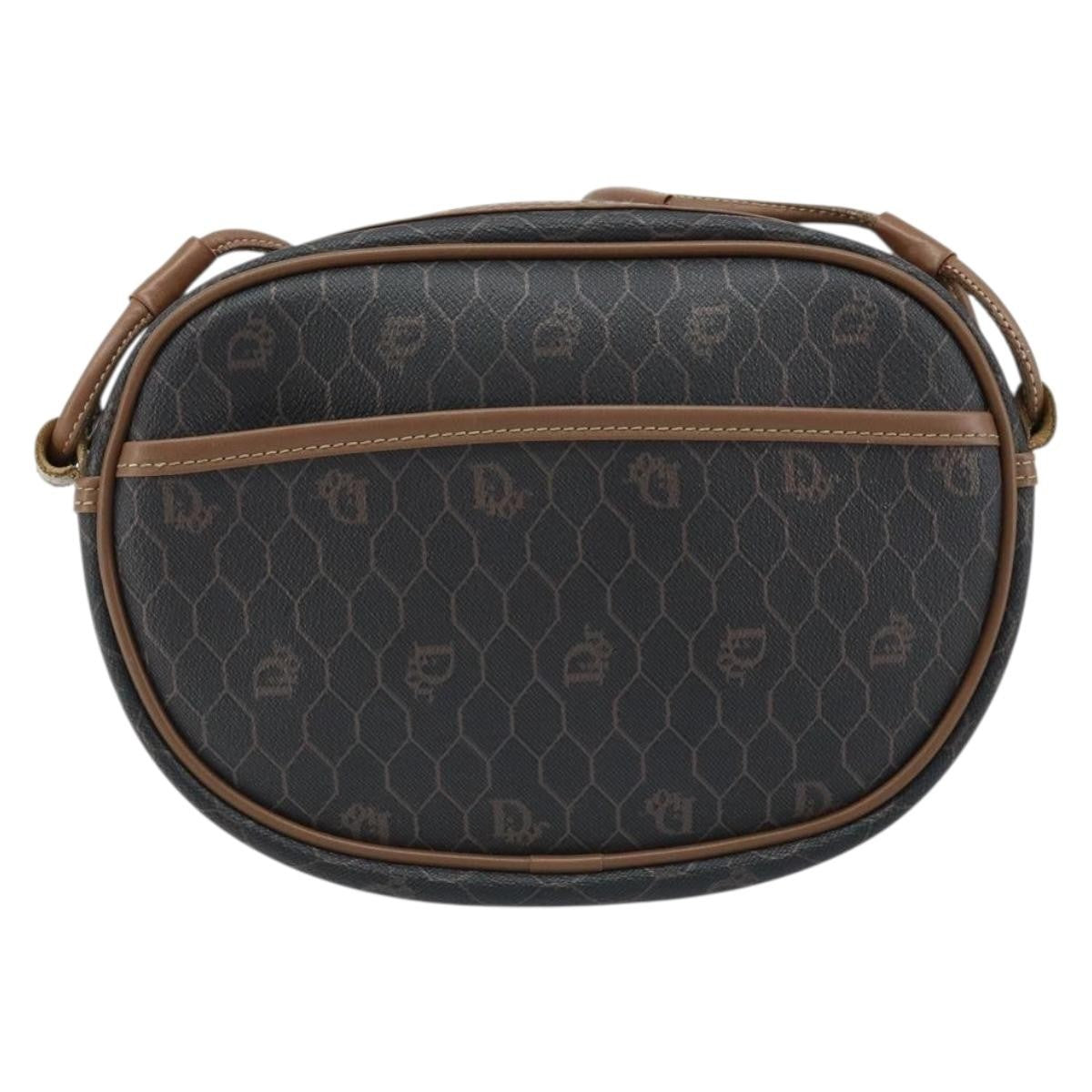 Christian Dior Vintage Honeycomb Shoulder Bag Canvas and Leather, BLACK, CANVAS, Shoulder bag