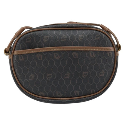 Christian Dior Vintage Honeycomb Shoulder Bag Canvas and Leather, BLACK, CANVAS, Shoulder bag
