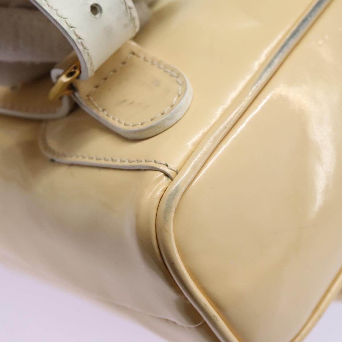 Gucci Vintage Bamboo Backpack Patent, Beige, Patent Leather, Backpack