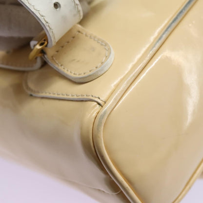 Gucci Vintage Bamboo Backpack Patent, Beige, Patent Leather, Backpack