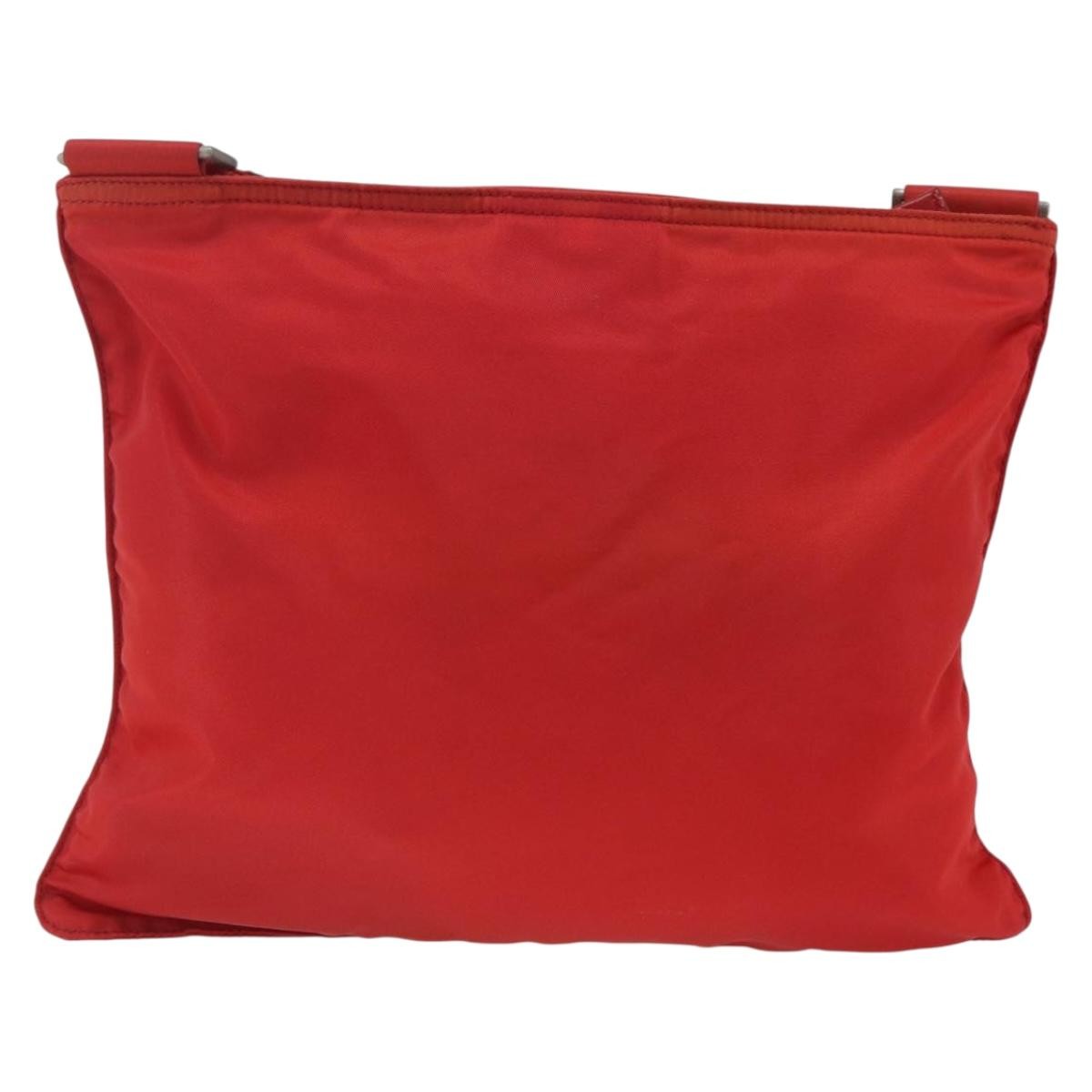 Prada Zip Top Messenger Bag Tessuto, Red, Nylon, Shoulder Bag