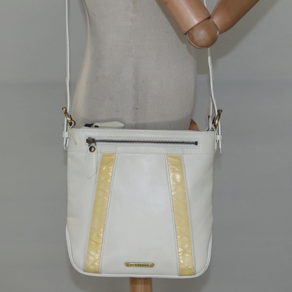 Burberry Vintage Shoulder Bag Leather, WHITE, LEATHER, Shoulder bag