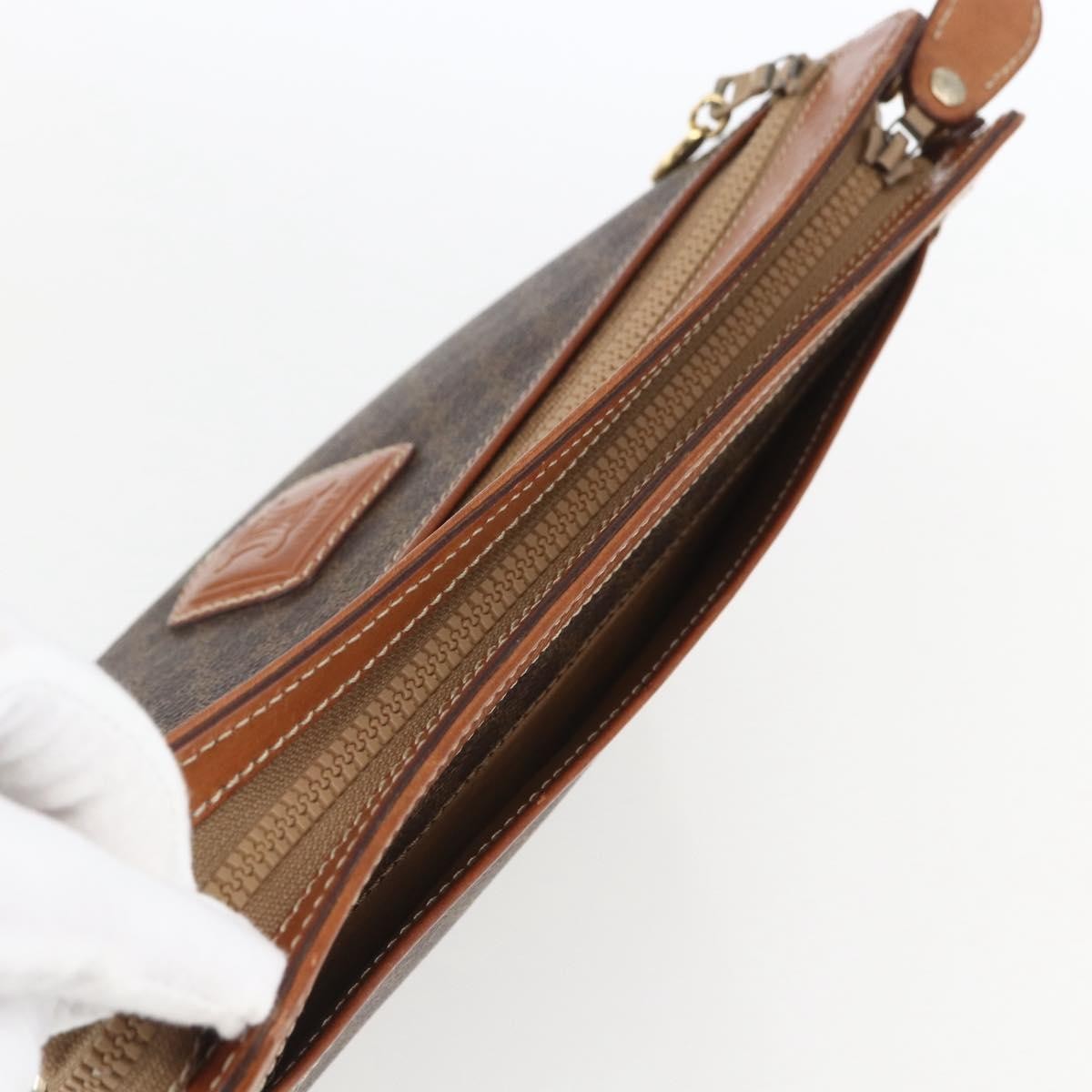 Celine Macadam Pochette Canvas and Leather, BROWN, CANVAS, Clutche & pouche
