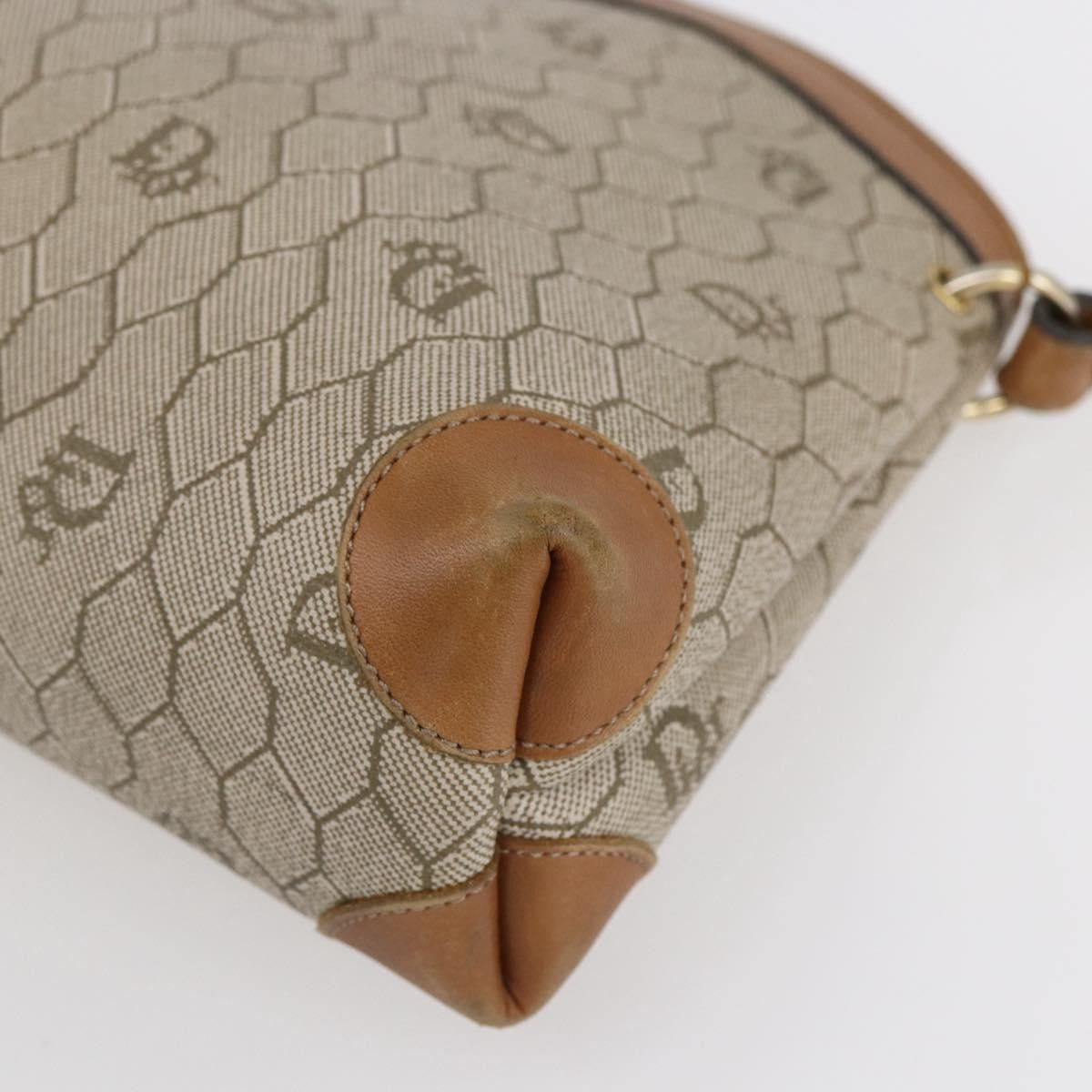 Christian Dior Vintage Honeycomb Shoulder Bag Canvas and Leather, BEIGE, CANVAS, Shoulder bag