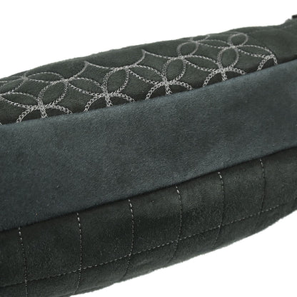 Chanel Vintage Embroidered CC Chain Tote Quilted Suede and Shearling, Black, Suede, Tote Bag