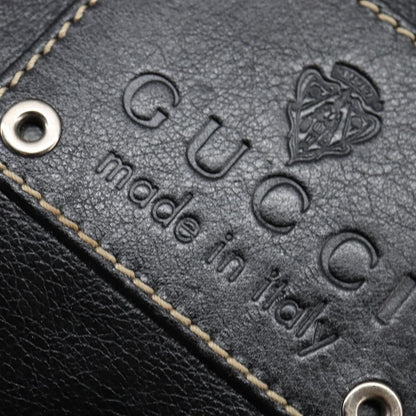 Gucci Front Zip Messenger Leather, BLACK, LEATHER, Shoulder bag
