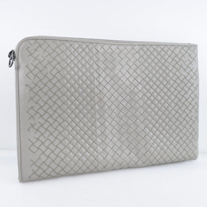 Bottega Veneta Intrecciato Clutch bag Calfskin, GRAY, LEATHER, Clutche & pouche