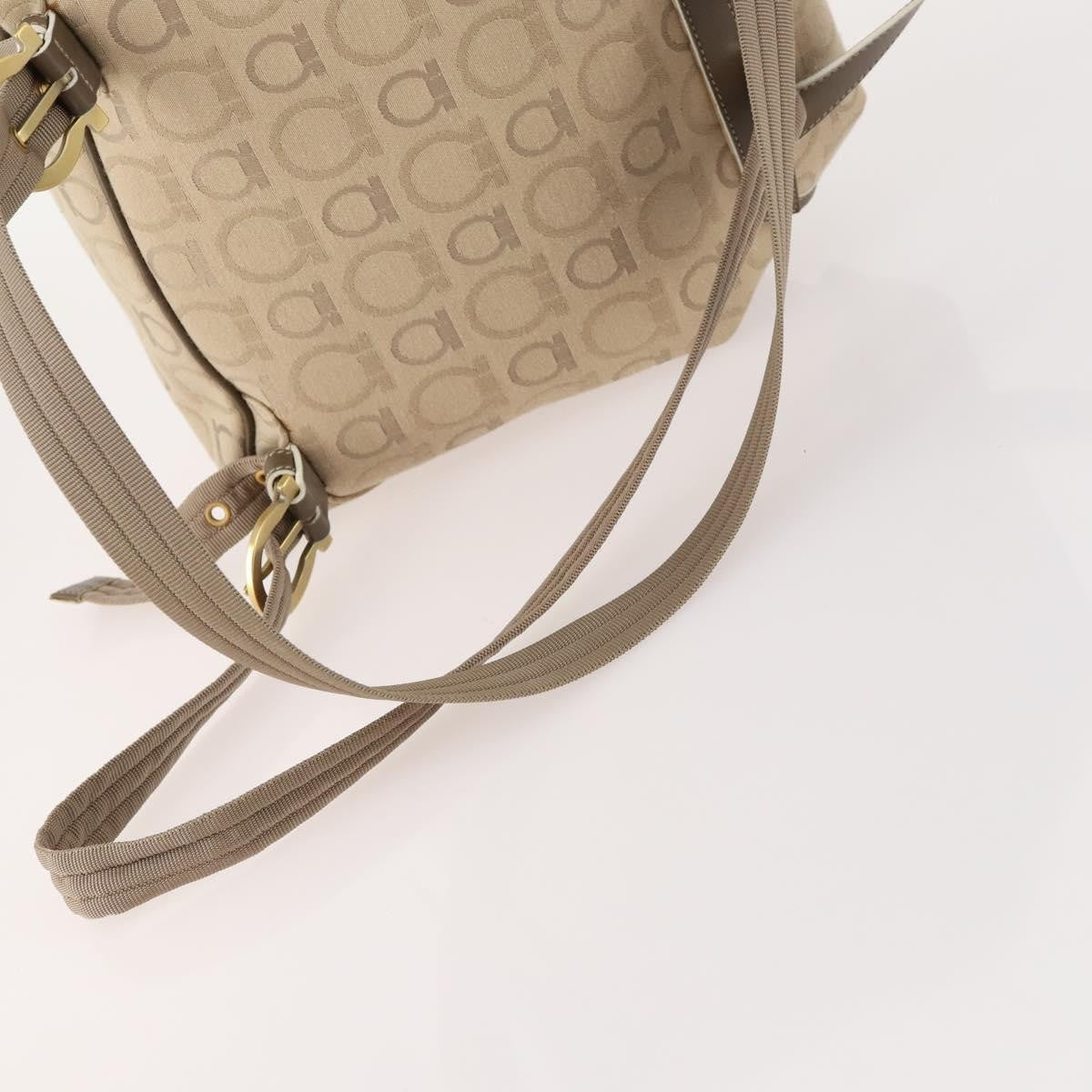 Salvatore Ferragamo Gancini Backpack Canvas, BEIGE, CANVAS, Backpack