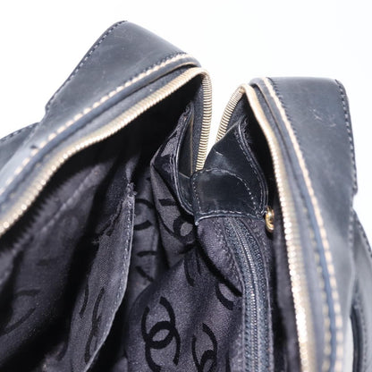 Chanel Surpique Boston Bag Quilted Leather, BLACK, LEATHER, Travel bag