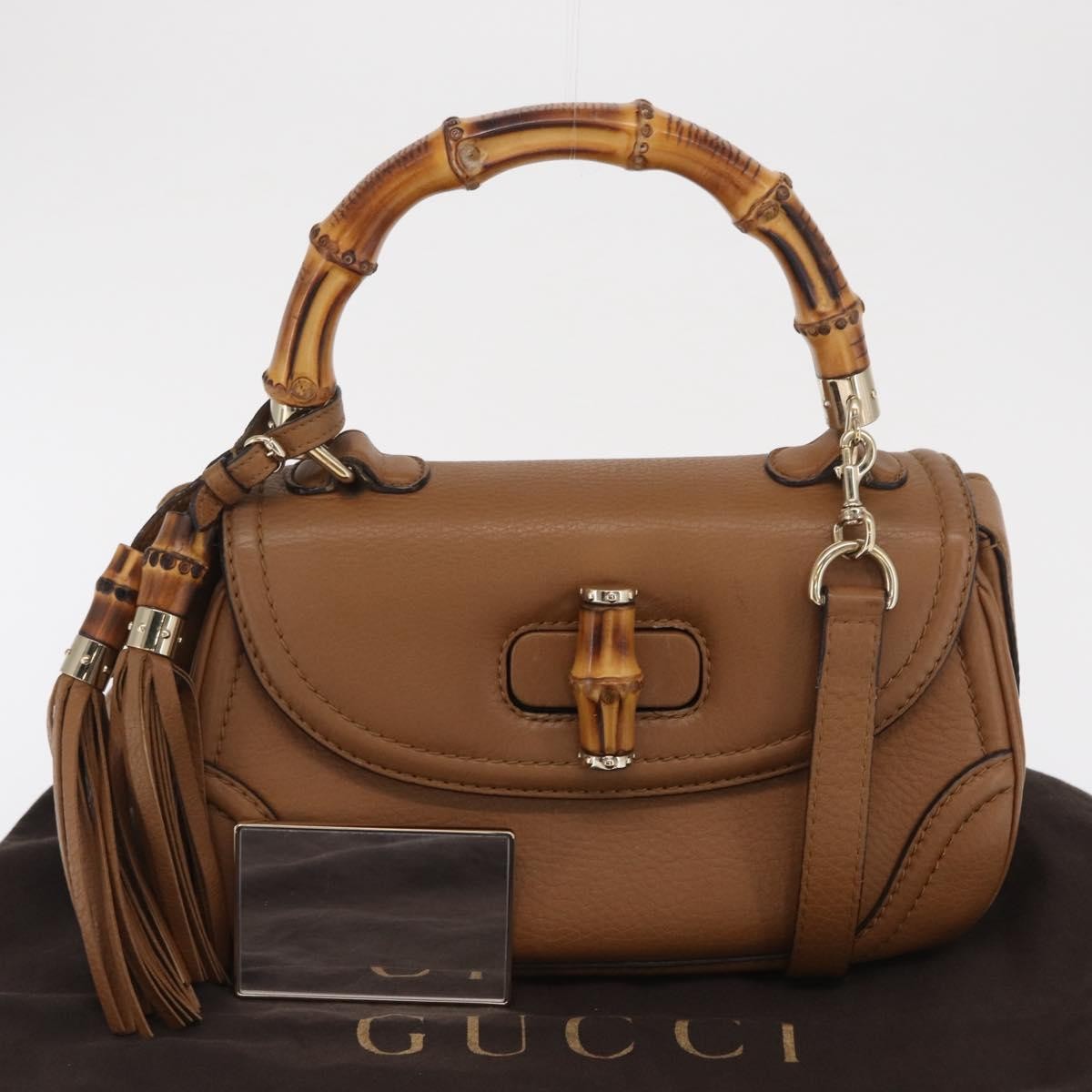 Gucci New Bamboo 1921 Top Handle Bag Leather, BROWN, LEATHER, Handbag