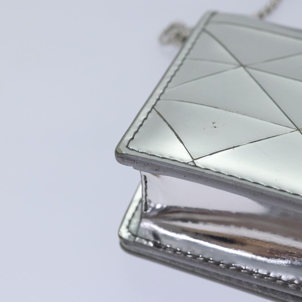 Prada Chain Wallet Embellished Leather, Silver, Leather, Wallet