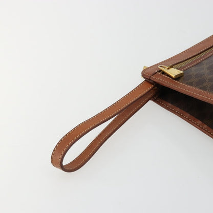Celine Logo Triomphe Pouch Canvas and leather, Brown, Canvas, Clutch