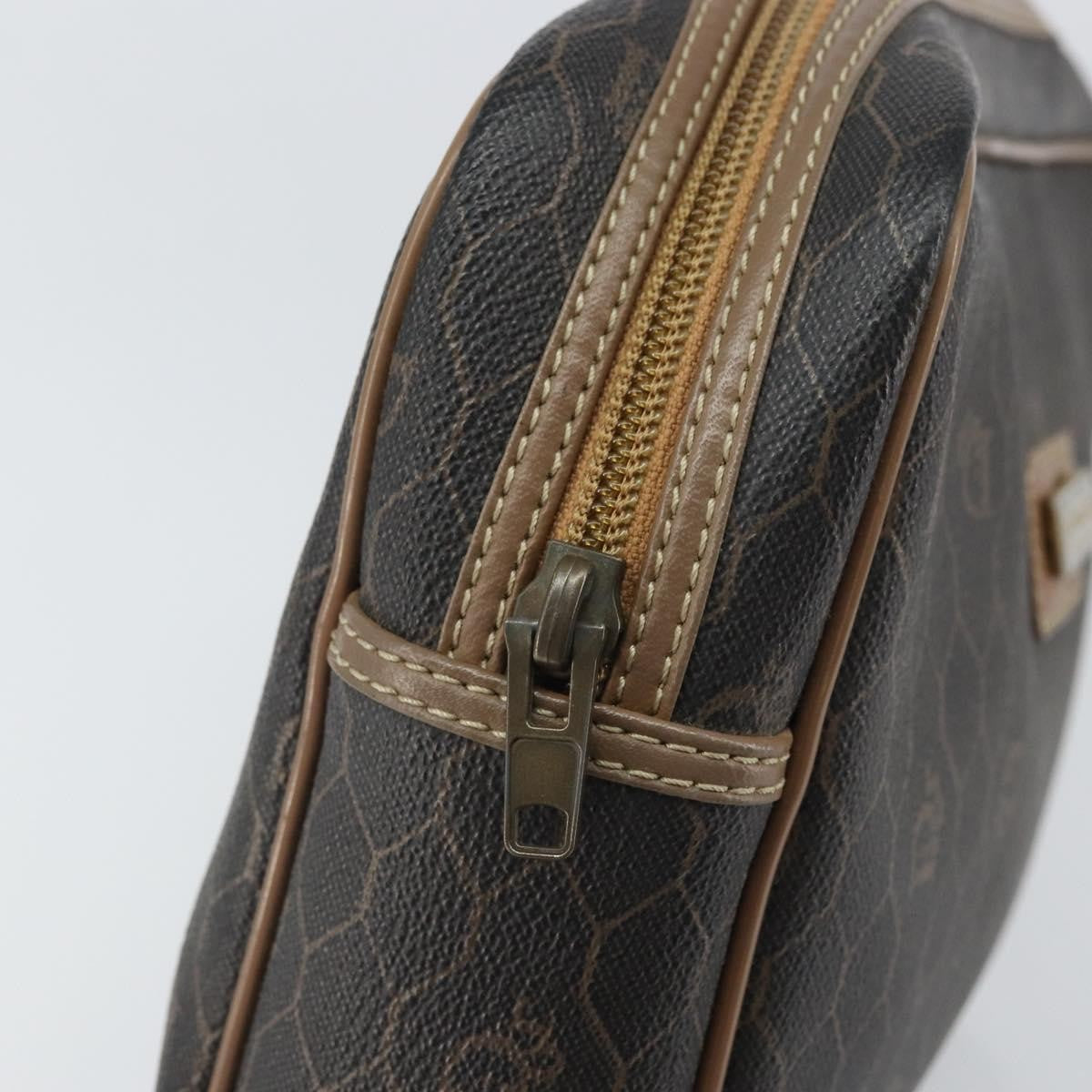 Christian Dior Vintage Honeycomb Zip Pouch Canvas and Leather, BLACK, CANVAS, Clutche & pouche