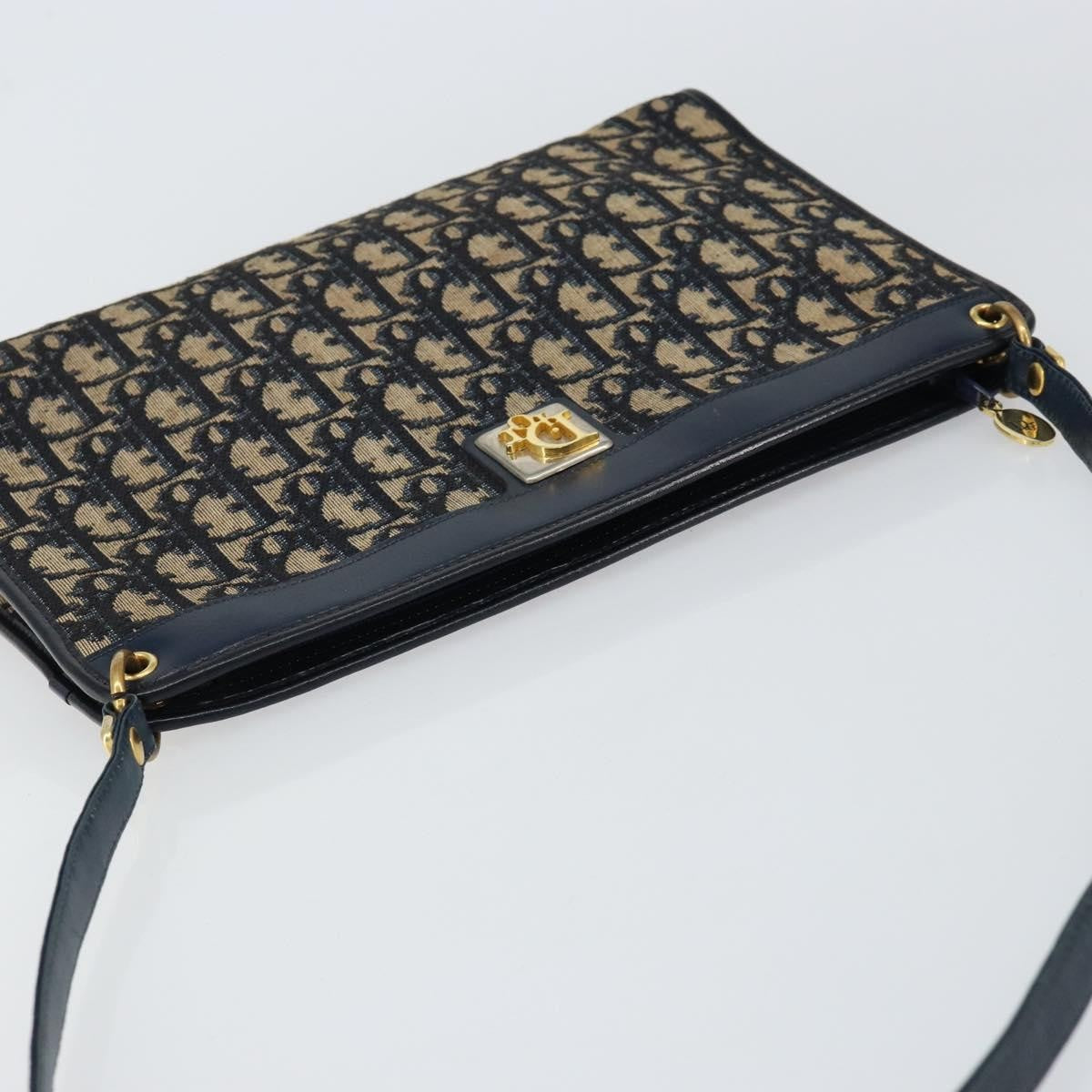 Christian Dior Vintage Trotter Shoulder Bag Canvas, NAVY, CANVAS, Shoulder bag