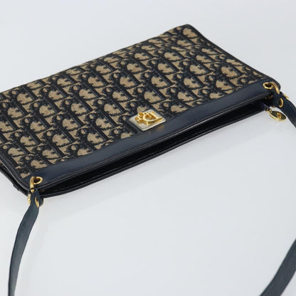 Christian Dior Vintage Trotter Shoulder Bag Canvas, NAVY, CANVAS, Shoulder bag