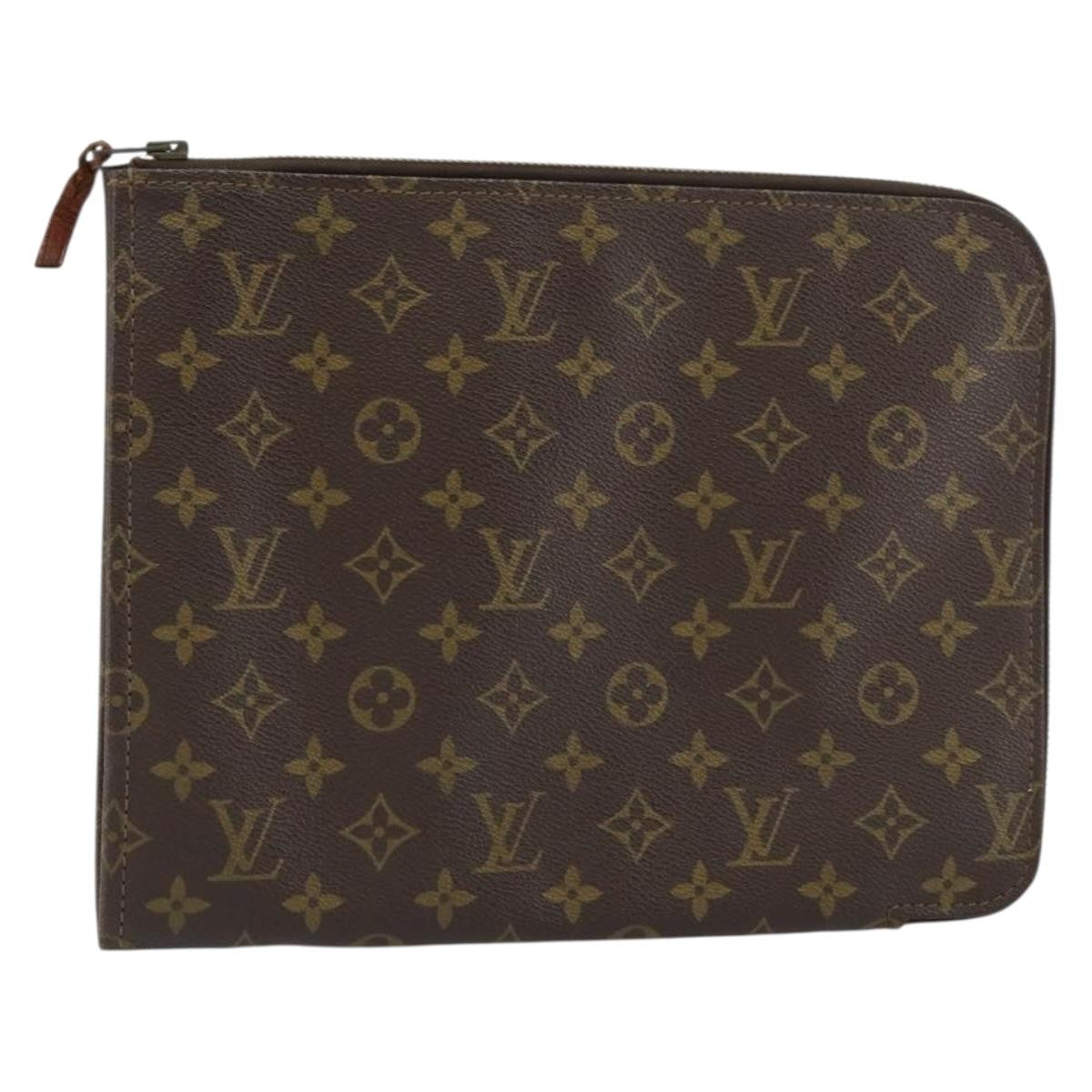 Louis Vuitton Poche Documents Monogram Canvas, BROWN, CANVAS, Clutche & pouche