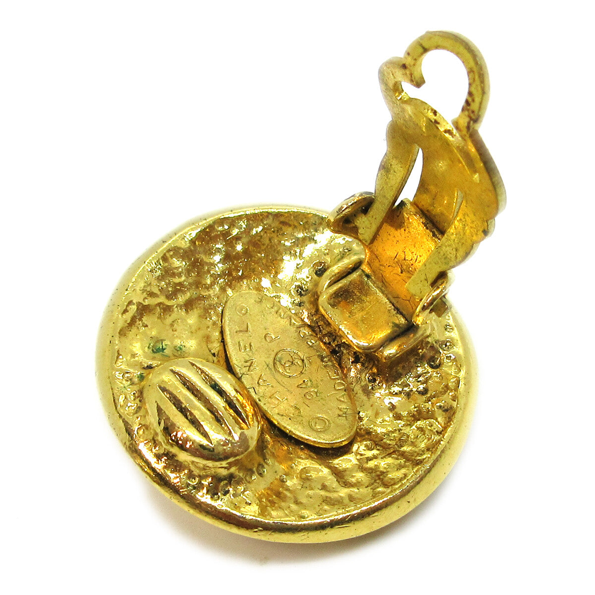 Chanel CC Button Clip-On Earrings Metal, GOLD, GOLD_PLATED, Earrings