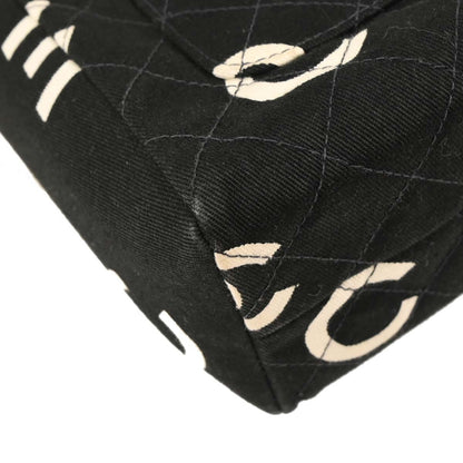 Chanel Vintage Coco Logo Zip Around Handle Bag Quilted Printed Canvas, BLACK, CANVAS, Handbag