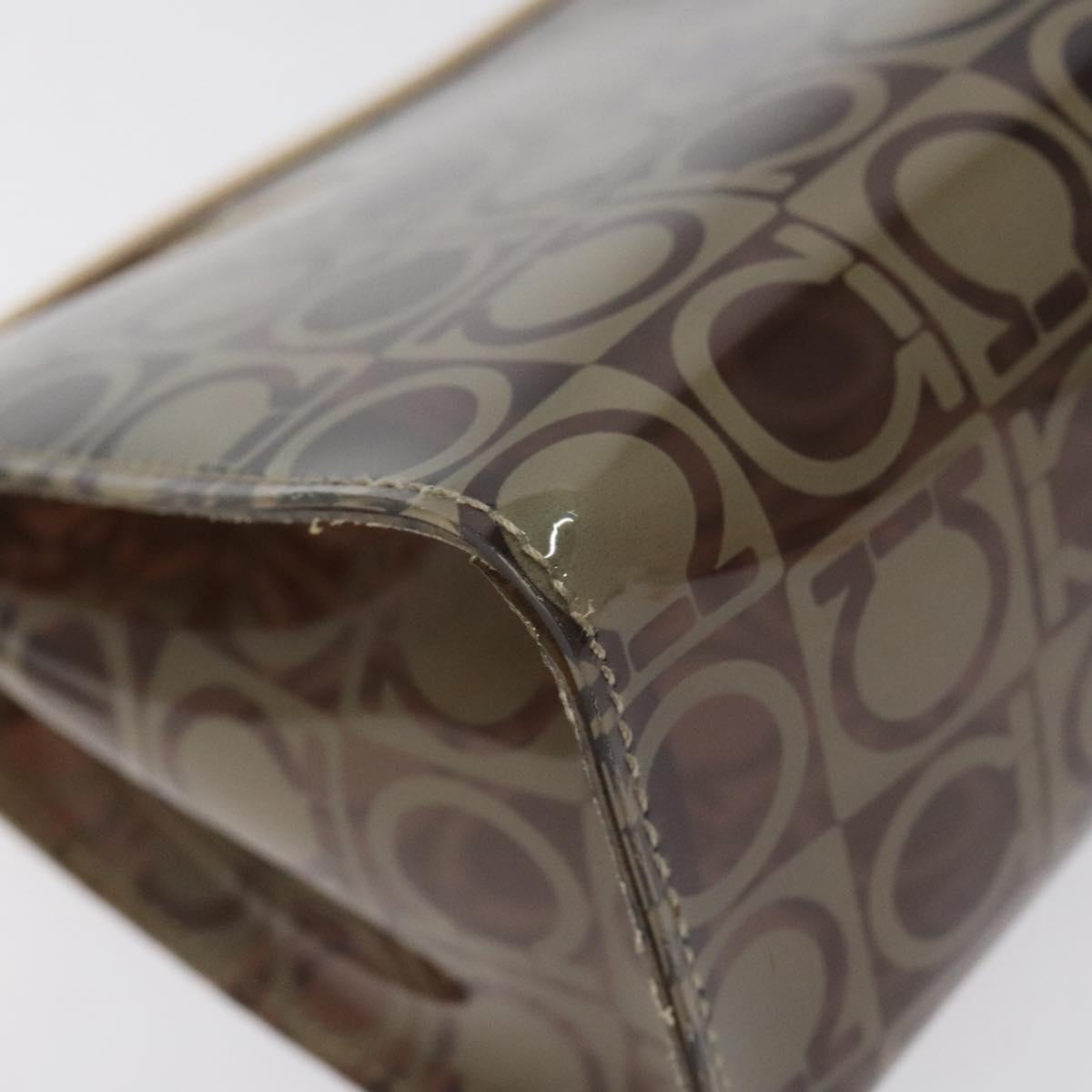Salvatore Ferragamo Gancini Pouch Canvas, BROWN, VINYL, Clutche & pouche
