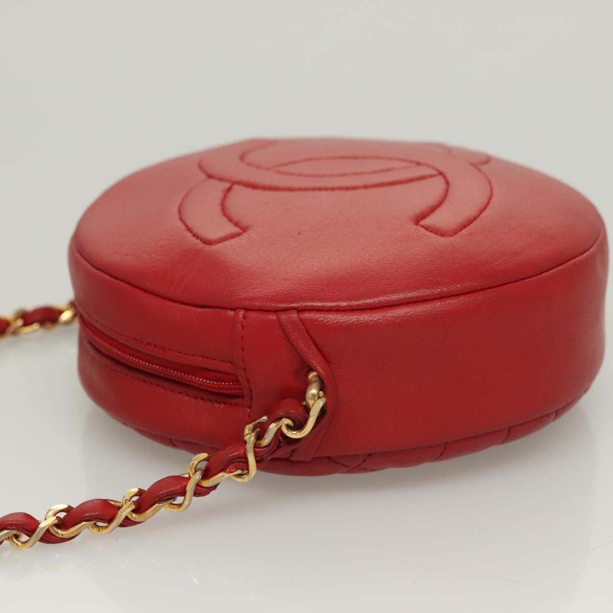 Chanel Vintage Round Tassel Crossbody Bag Quilted Lambskin, RED, LEATHER, Shoulder bag