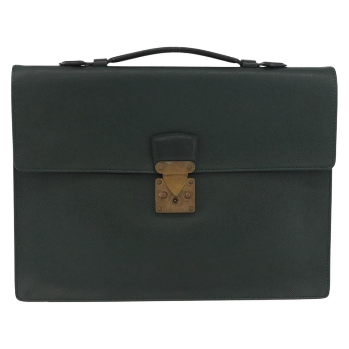 Louis Vuitton Serviette Kourad Briefcase Taiga Leather, Green, Leather, Handbag