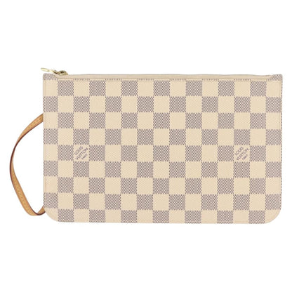 Louis Vuitton Neverfull Pochette Damier, WHITE, CANVAS, Clutche & pouche