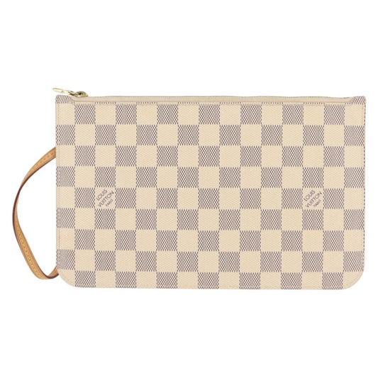 Louis Vuitton Neverfull Pochette Damier, WHITE, CANVAS, Clutche & pouche
