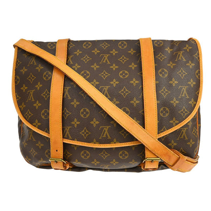 Louis Vuitton Saumur Handbag Monogram Canvas, Brown, Canvas, Shoulder Bag