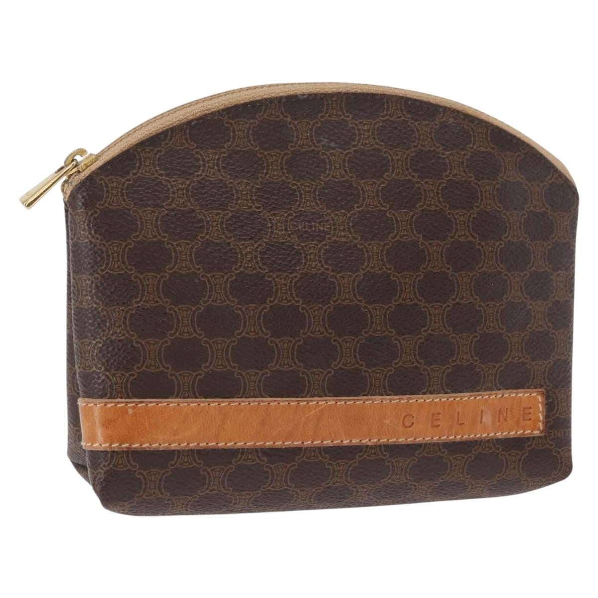 Celine Macadam Pochette Canvas and Leather, BROWN, CANVAS, Clutche & pouche