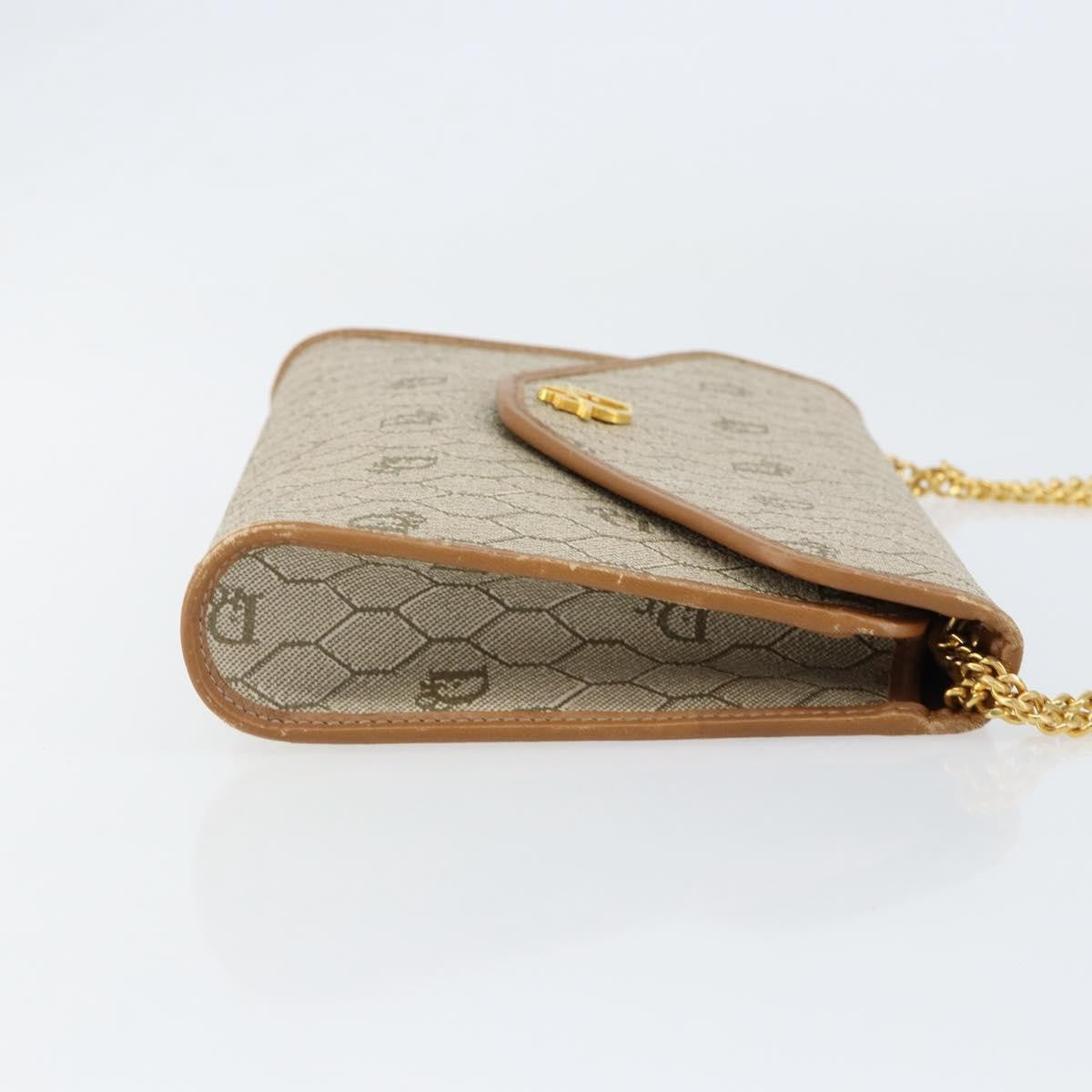 Christian Dior Vintage Honeycomb chain Canvas, BEIGE, CANVAS, Shoulder bag