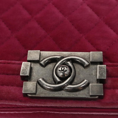 Chanel Boy Flap Bag Quilted Velvet, Pink, Velvet, Shoulder Bag