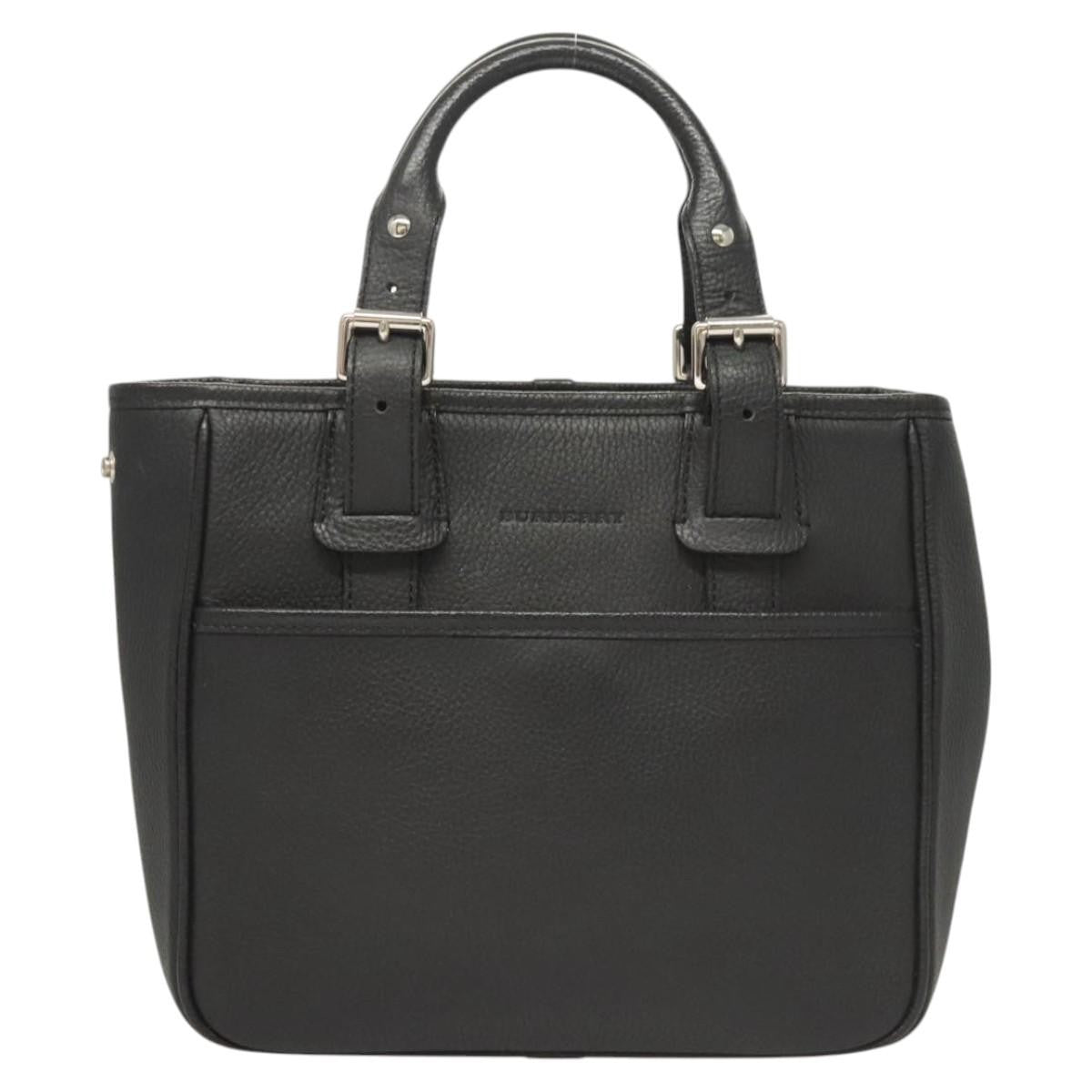 Burberry Vintage Handbag Leather, BLACK, LEATHER, Handbag