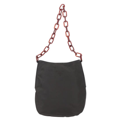 Prada Resin chain shoulder bag Nylon, BROWN, NYLON, Shoulder bag