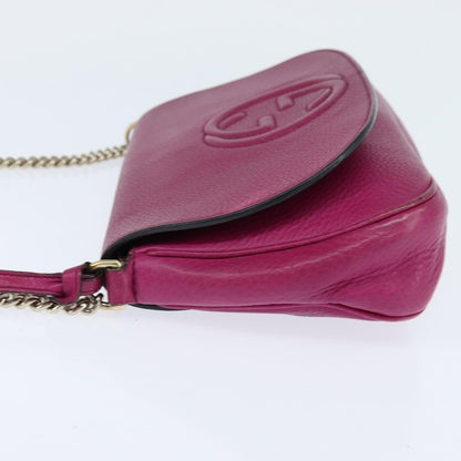 Gucci Soho Chain Crossbody Bag Leather, PINK, LEATHER, Shoulder bag