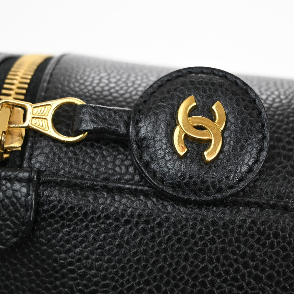 Chanel Vintage Timeless Vanity Case Caviar, BLACK, LEATHER, Handbag