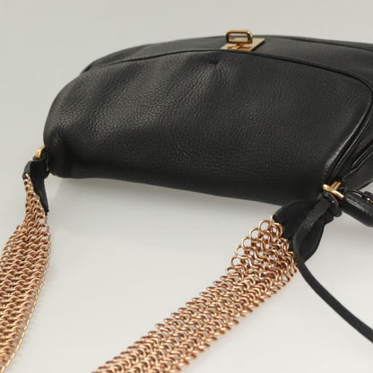 Prada Vintage Chain Flap Shoulder Bag Leather, BLACK, LEATHER, Shoulder bag