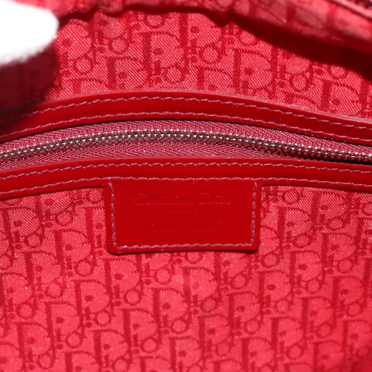 Christian Dior Lady Dior Bag Cannage Quilt Patent, Red, Patent Leather, Handbag